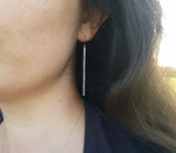 Hammered Bead Stick Earrings