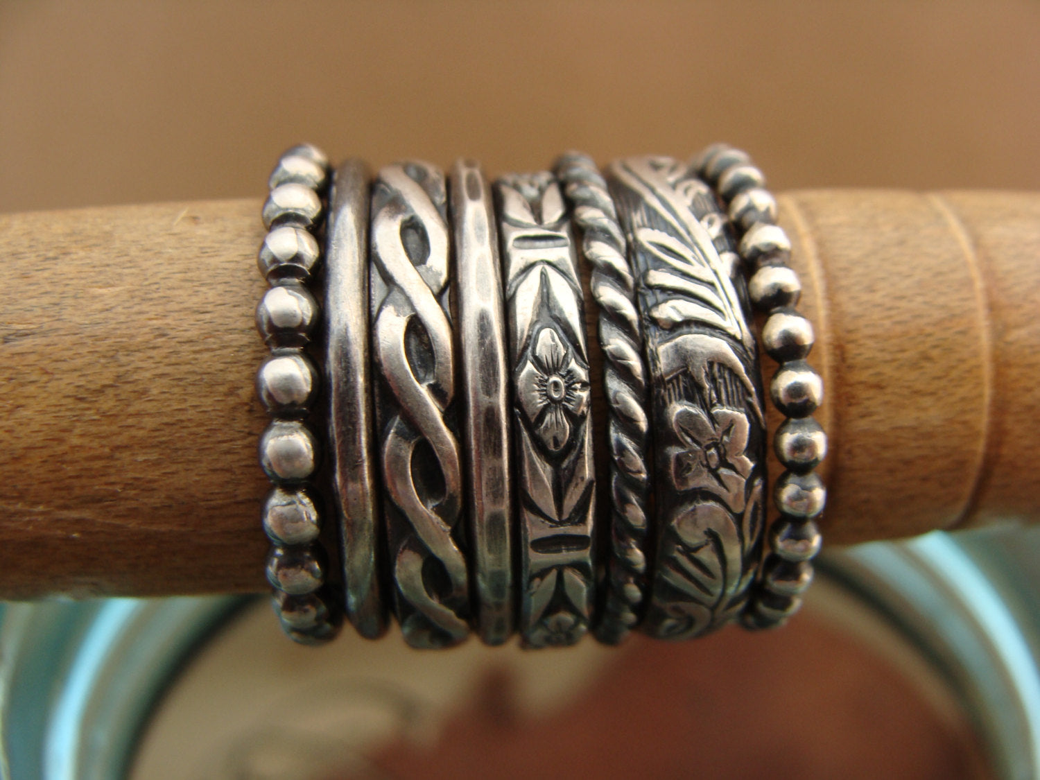 Oxidized Sterling Silver Stack Rings--Set of 8 – Luckstruck